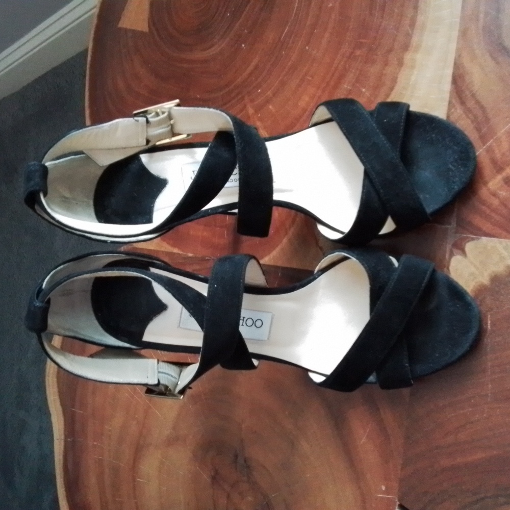 Jimmy Choo Louise Black Suede Strappy Heel Sz 8/38 - Picture 10 of 10